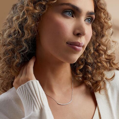 RS Pure by Ross-Simons 0.20 ct. t.w. Diamond Curved Bar Necklace in Sterling Silver. 16 inches in Saudi Arabia