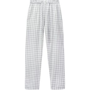 HomyComy Women Pajamas Bottoms Lounge Plaid Pant with Pocket Cotton Drawstring Elastic Waist Drawstring Sleepwear Bottoms in Kuwait