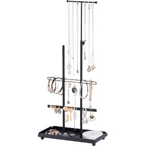 تيك توك حامل مجوهرات، منظم مجوهرات، برج مجوهرات، رف مجوهرات حامل عرض شجرة حامل ارتفاع قابل للتعديل للقلائد والاساور والاقراط والخواتم (اسود) in Kuwait