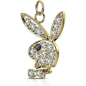 CZ Paved Bunny with O ring for Belly rings, Bracelets and More Charm in Saudi Arabia
