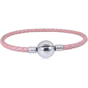 JMQJewelry Leather Stainless Steel Chain Womens Bead Charm for Bracelets Men Girl Jewelry 18.8cm 7.4inches Daughter Mother Grandma Jewelry