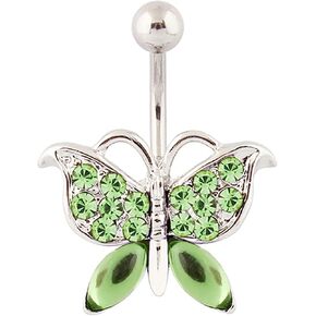 Lenacou Butterfly Belly Button Rings 14G Surgical Stainless Steel Navel Barbell Stud Cubic Zirconia Body Piercing in Kuwait