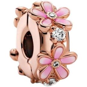 Pandora Pink Daisy Spacer Clip Charm Bracelet Charm Moments Bracelets - Stunning Women's Jewelry - Gift for Women in Your Life - Made Rose, Cubic Zirconia & Enamel, With Gift Box in Saudi Arabia
