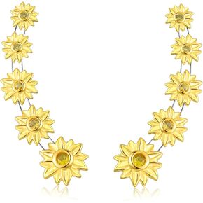 اقراط للنساء من الفضة الاسترلينية عيار 925 بتصميم زهرة عباد الشمس/الورد/زهرة الاقحوان، اقراط مضادة للحساسية، مجوهرات هدية لصديقك المفضل in Kuwait