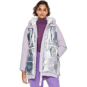 Orolay Women's Metallic Down Jacket Winter Puffer Jacket Colorful Shiny Down Coat Stitching Outwear