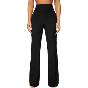 WDIRARA Women's High Waist Flare Leg Pants Elegant Office Work Long Pants in Kuwait