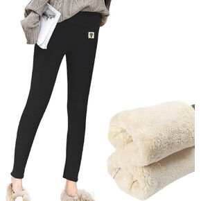 سراويل نسائية من PrettyQueen مبطنة بالصوف الشيربا سراويل شتوية عالية الخصر للتحكم في البطن سراويل حرارية من الكشمير in Kuwait