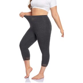 سراويل DESTTY بمقاس كبير للنساء من Capri Leggings لباس ضيق لليوجا قابل للتمدد مع زخرفة من الدانتيل in Kuwait