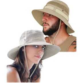 GearTOP Safari Hat Wanderer and Navigator Bundle صيد السمك والتنزه سيرًا على الأقدام وقبعات بوني باللون البيج in Kuwait