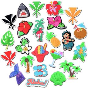 Tashrasia 23Pcs Summer Shoe Charms for Clogs Sandals Bracelet Wristband Slippers Water Shoes, Cute Tropical Beach Shoe Decoration Charms for Kids Girls Women Party Favor Gifts in Kuwait