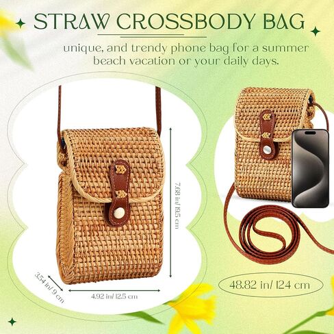 Clysee Straw Bag Crossbody Wicker Purses for Women Small Boho Rattan Purse Shoulder Crossbody Handmade Wicker Woven Purse in Saudi Arabia