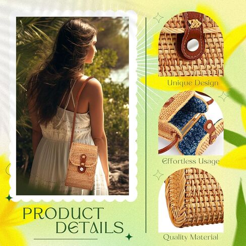 Clysee Straw Bag Crossbody Wicker Purses for Women Small Boho Rattan Purse Shoulder Crossbody Handmade Wicker Woven Purse in Saudi Arabia