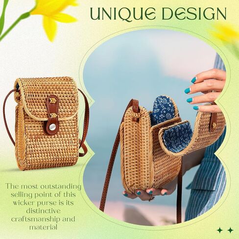 Clysee Straw Bag Crossbody Wicker Purses for Women Small Boho Rattan Purse Shoulder Crossbody Handmade Wicker Woven Purse in Saudi Arabia