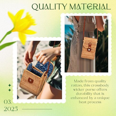 Clysee Straw Bag Crossbody Wicker Purses for Women Small Boho Rattan Purse Shoulder Crossbody Handmade Wicker Woven Purse in Saudi Arabia