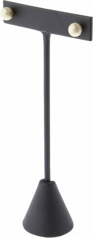 Plymor Black Faux Leather T Style, Single Pair Earring Display Stand, 2.625" W x 1.25" D x 5.75" H in Saudi Arabia