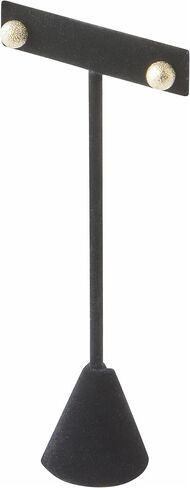 Plymor Black Faux Leather T Style, Single Pair Earring Display Stand, 2.625" W x 1.25" D x 5.75" H in Saudi Arabia