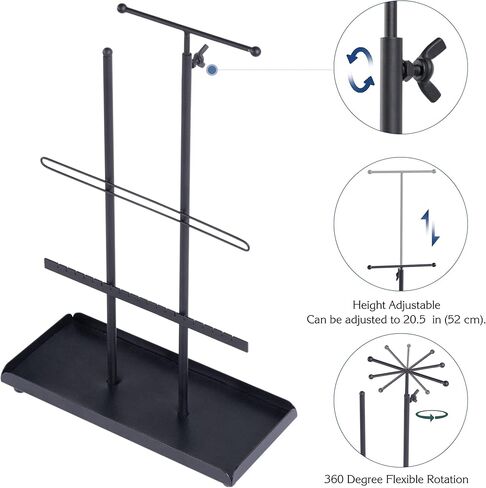 تيك توك حامل مجوهرات، منظم مجوهرات، برج مجوهرات، رف مجوهرات حامل عرض شجرة حامل ارتفاع قابل للتعديل للقلائد والاساور والاقراط والخواتم (اسود) in Kuwait