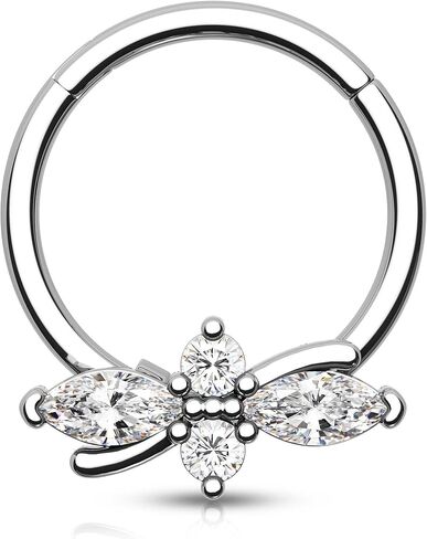 مجوهرات مون كراش 16 غرام على شكل زهرة الحاجز الانفي مجوهرات فضية لامعة مجوهرات شفافة من الزركونيا المكعبة اقراط هيليكس انيقة مجوهرات ثقب دايث دايث in Kuwait