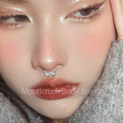 مجوهرات مون كراش 16 غرام على شكل زهرة الحاجز الانفي مجوهرات فضية لامعة مجوهرات شفافة من الزركونيا المكعبة اقراط هيليكس انيقة مجوهرات ثقب دايث دايث in Kuwait