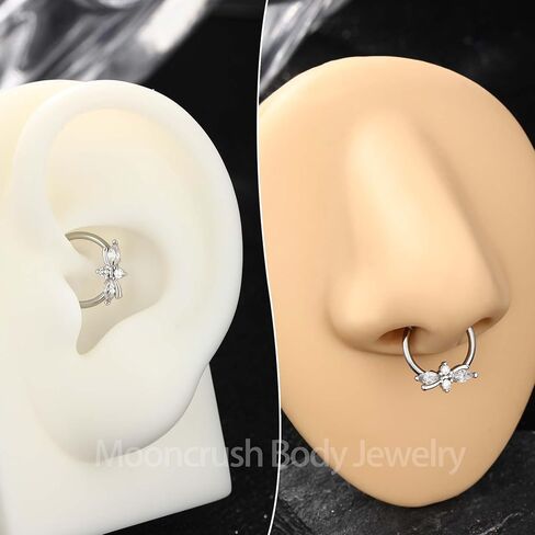 مجوهرات مون كراش 16 غرام على شكل زهرة الحاجز الانفي مجوهرات فضية لامعة مجوهرات شفافة من الزركونيا المكعبة اقراط هيليكس انيقة مجوهرات ثقب دايث دايث in Kuwait