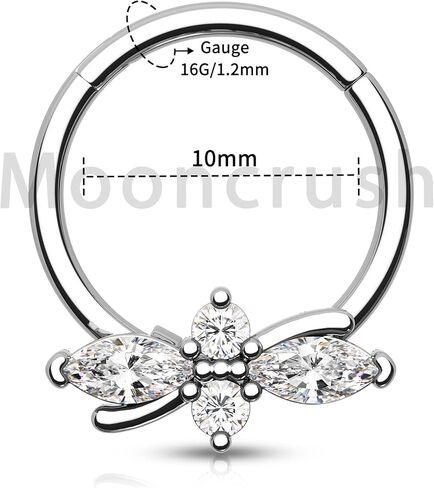 مجوهرات مون كراش 16 غرام على شكل زهرة الحاجز الانفي مجوهرات فضية لامعة مجوهرات شفافة من الزركونيا المكعبة اقراط هيليكس انيقة مجوهرات ثقب دايث دايث in Kuwait