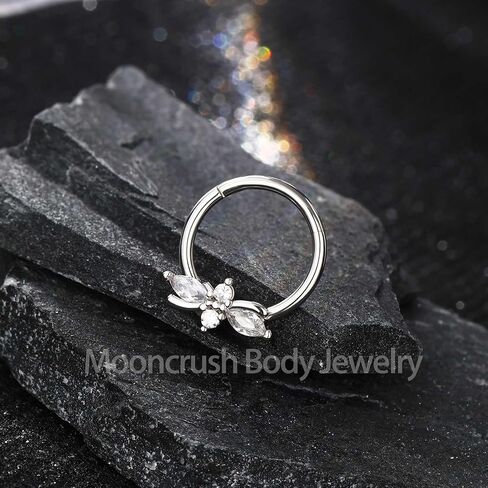 مجوهرات مون كراش 16 غرام على شكل زهرة الحاجز الانفي مجوهرات فضية لامعة مجوهرات شفافة من الزركونيا المكعبة اقراط هيليكس انيقة مجوهرات ثقب دايث دايث in Kuwait