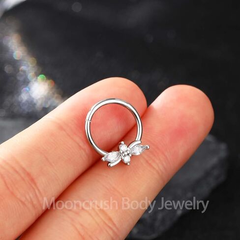 مجوهرات مون كراش 16 غرام على شكل زهرة الحاجز الانفي مجوهرات فضية لامعة مجوهرات شفافة من الزركونيا المكعبة اقراط هيليكس انيقة مجوهرات ثقب دايث دايث in Kuwait