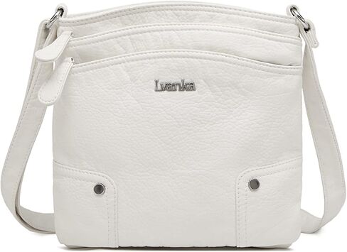Crossbody Purses for Women Double Zipper Pockets Soft Vegan Leather Shoulder Bag with Adjustable Strap in Kuwait