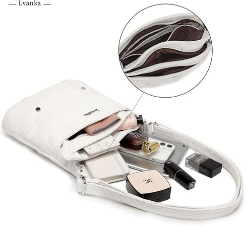 Crossbody Purses for Women Double Zipper Pockets Soft Vegan Leather Shoulder Bag with Adjustable Strap in Kuwait