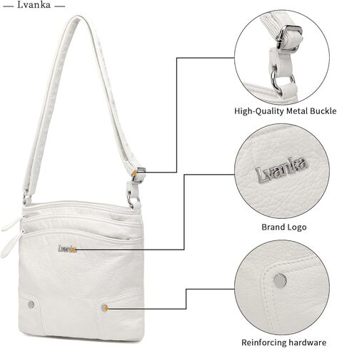 Crossbody Purses for Women Double Zipper Pockets Soft Vegan Leather Shoulder Bag with Adjustable Strap in Kuwait
