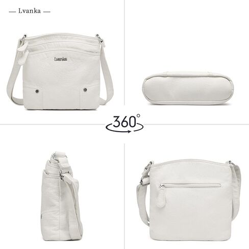 Crossbody Purses for Women Double Zipper Pockets Soft Vegan Leather Shoulder Bag with Adjustable Strap in Kuwait