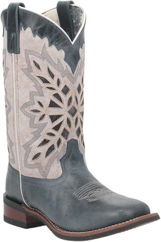 Laredo Womens Dolly Square Toe Casual Boots Mid Calf Low Heel 1-2" - Blue in Saudi Arabia