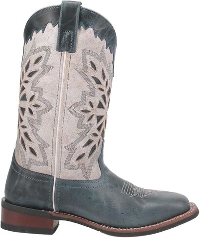 Laredo Womens Dolly Square Toe Casual Boots Mid Calf Low Heel 1-2" - Blue in Saudi Arabia