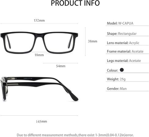 OCCI CHIARI Mens Rectangle Eyewear Frame Full-Rim Non-prescription Clear Optical Glasses in Saudi Arabia