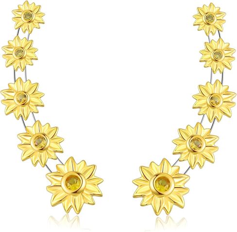 اقراط للنساء من الفضة الاسترلينية عيار 925 بتصميم زهرة عباد الشمس/الورد/زهرة الاقحوان، اقراط مضادة للحساسية، مجوهرات هدية لصديقك المفضل in Kuwait