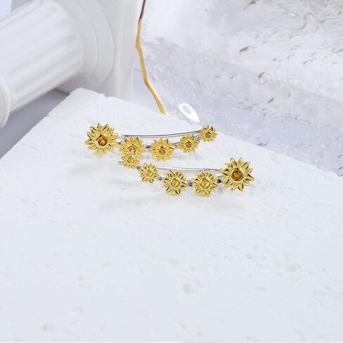 اقراط للنساء من الفضة الاسترلينية عيار 925 بتصميم زهرة عباد الشمس/الورد/زهرة الاقحوان، اقراط مضادة للحساسية، مجوهرات هدية لصديقك المفضل in Kuwait