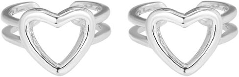 Simple Love Heart Cartilage Ear Cuffs Wrap Earrings 925 Sterling Silver Heart in Heart Clip On Fake Hoop Earrings Non Piercing Helix Ear Piercing Studs Fashion Jewelry Gifts for Women Girls BFF in Saudi Arabia