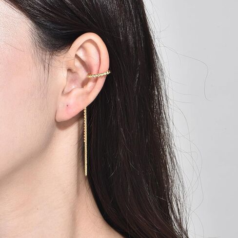 PHNIBIRD Ear Cuff Chain Earrings for Women Hypoallergenic 925 Sterling Silver Ear Cuff with Chain Unisex 18K White Gold Plated Non Pierced Earrings for Men Couples Dating and Daily Wear in Saudi Arabia