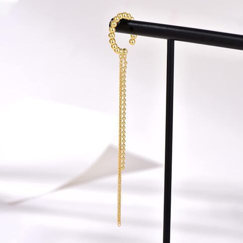 PHNIBIRD Ear Cuff Chain Earrings for Women Hypoallergenic 925 Sterling Silver Ear Cuff with Chain Unisex 18K White Gold Plated Non Pierced Earrings for Men Couples Dating and Daily Wear in Saudi Arabia