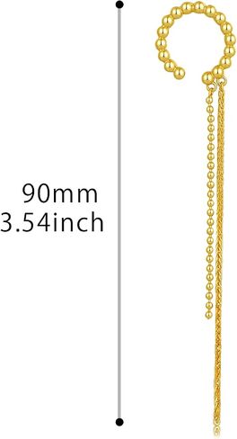 PHNIBIRD Ear Cuff Chain Earrings for Women Hypoallergenic 925 Sterling Silver Ear Cuff with Chain Unisex 18K White Gold Plated Non Pierced Earrings for Men Couples Dating and Daily Wear in Saudi Arabia