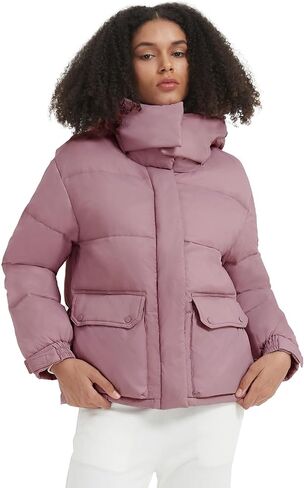 ELEZAY Women's Puffer Jacket Chic Urban Explorer Trendy Puffy Winter Down Coat Hooded in Kuwait