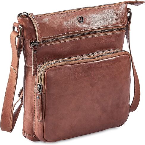 Cochoa Women Real Leather Crossbody Triple Zip Vintage Handbag Purse Crossover Shoulder Bag Handmade Gift in Saudi Arabia