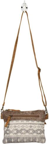 Myra Bag Floral Upcycled Canvas & Cowhide Leather Small Crossbody Bag S-1219 in Saudi Arabia