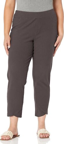 SLIM-SATION Women's Plus Size Pull on 27 Inch Solid Woven Hidden Elastic No Waist Ankle Pant in Saudi Arabia