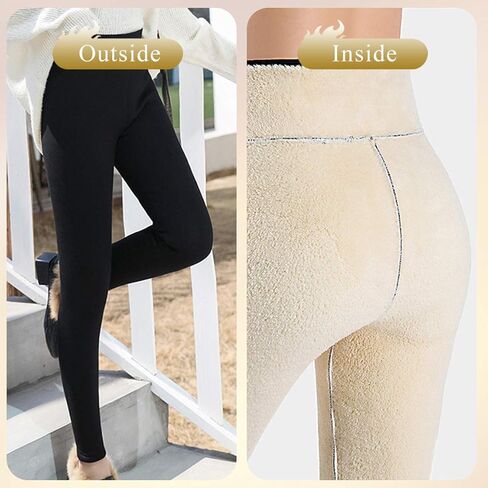 سراويل نسائية من PrettyQueen مبطنة بالصوف الشيربا سراويل شتوية عالية الخصر للتحكم في البطن سراويل حرارية من الكشمير in Kuwait