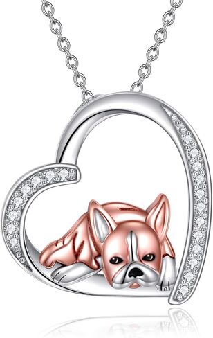 YFN Dog Necklaces Sterling Silver Dog Pendant Boston Terrier/French bulldog/Dachshund/Chihuahua/Yorkshire Terrier Dog Necklaces Jewelry for Women Girls gifts in Saudi Arabia