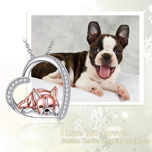 YFN Dog Necklaces Sterling Silver Dog Pendant Boston Terrier/French bulldog/Dachshund/Chihuahua/Yorkshire Terrier Dog Necklaces Jewelry for Women Girls gifts in Saudi Arabia