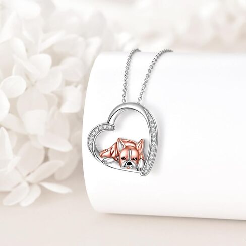 YFN Dog Necklaces Sterling Silver Dog Pendant Boston Terrier/French bulldog/Dachshund/Chihuahua/Yorkshire Terrier Dog Necklaces Jewelry for Women Girls gifts in Saudi Arabia