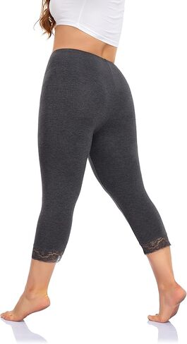 سراويل DESTTY بمقاس كبير للنساء من Capri Leggings لباس ضيق لليوجا قابل للتمدد مع زخرفة من الدانتيل in Kuwait