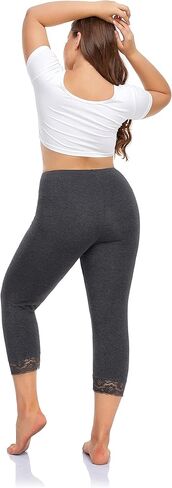 سراويل DESTTY بمقاس كبير للنساء من Capri Leggings لباس ضيق لليوجا قابل للتمدد مع زخرفة من الدانتيل in Kuwait